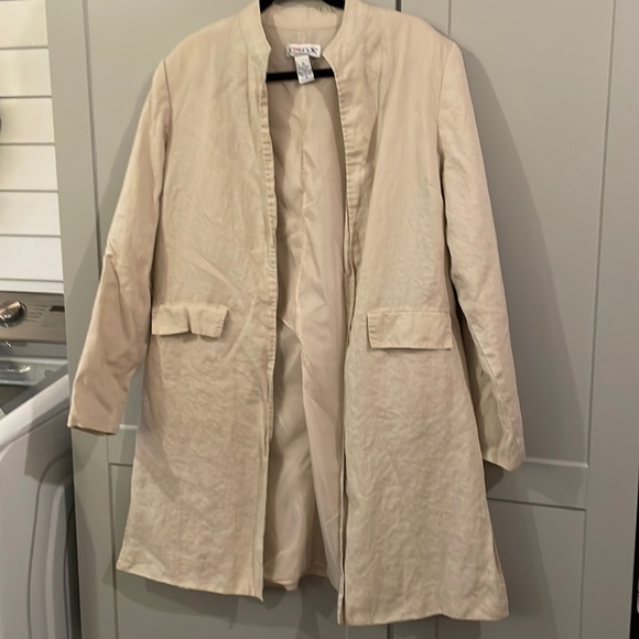 jg hook Jackets & Coats Vintage Jg Hook Tan Linen Mock Collar